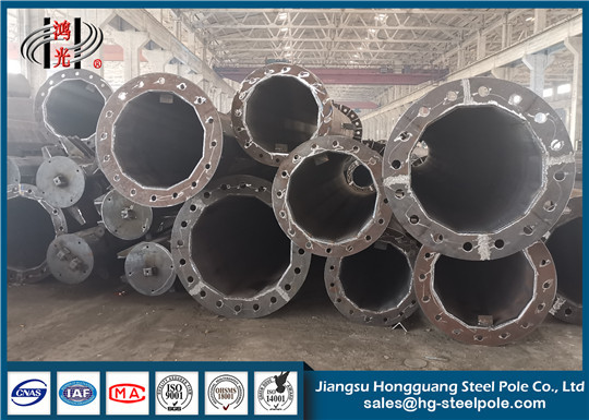 Steel Flange Connection Type Tiang Daya Listrik, Tiang Galvanis Dengan Baut Jangkar